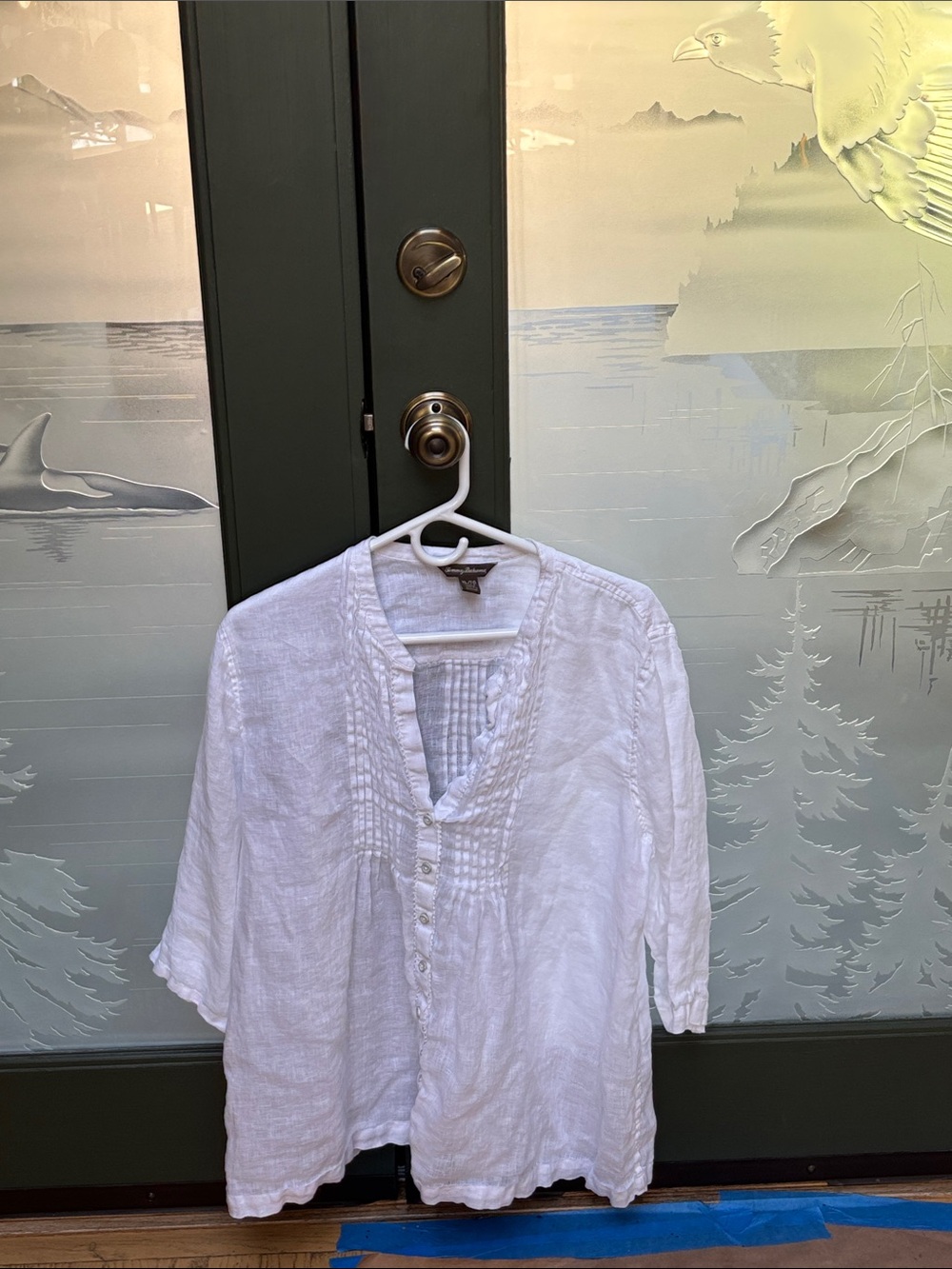 Tommy Bahama White Linen Button-Front Blouse